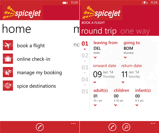 Spice Jet for Windows Phone