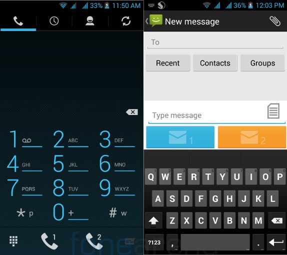 Xolo Q1100 Dialer and Messaging