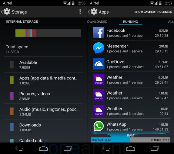 Motorola Moto X Internal memory and RAM