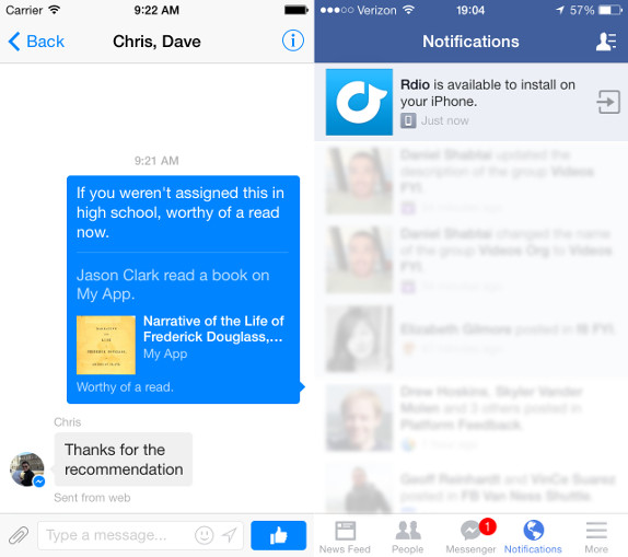 Facebook Message Dialog and Send to Mobile