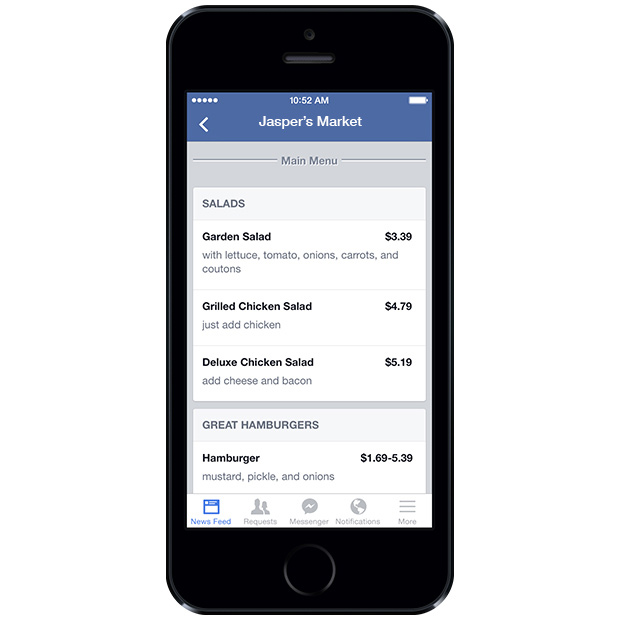 fb restaurant menus