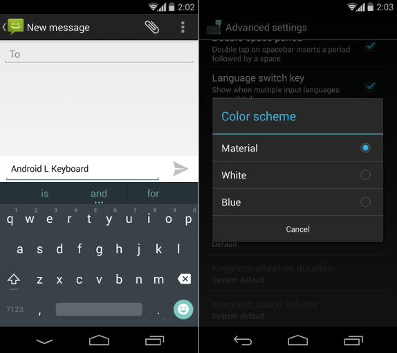 Android L Keyboard
