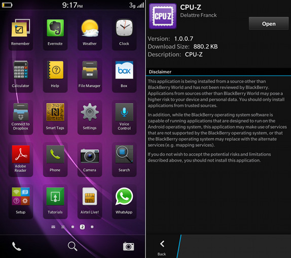 BlackBerry Z3 Apps