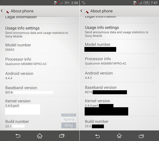 Sony Xperia Z3 and Z3 Compact screenshot leak