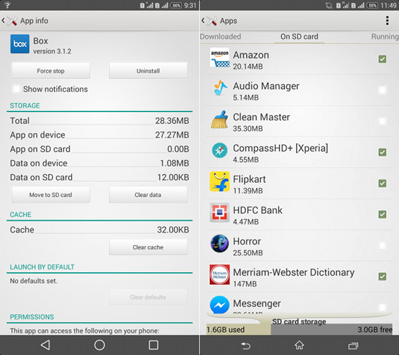 Sony Xperia move Apps to SD