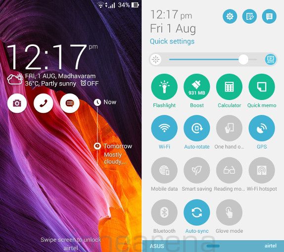 Asus Zenfone 6 Lockscreen and Quicksettings