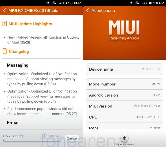 Xiaomi Mi3 MIUI KXDMIBF22.0