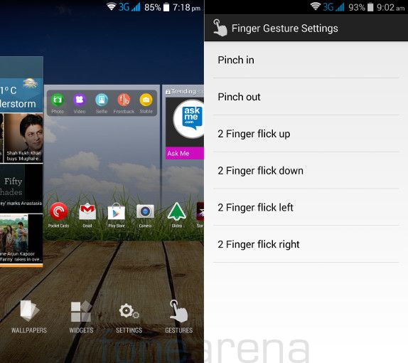 Micromax Canvas Nitro A310 Homescreen and Gestures