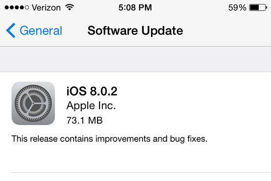 iOS 8 0.2 update