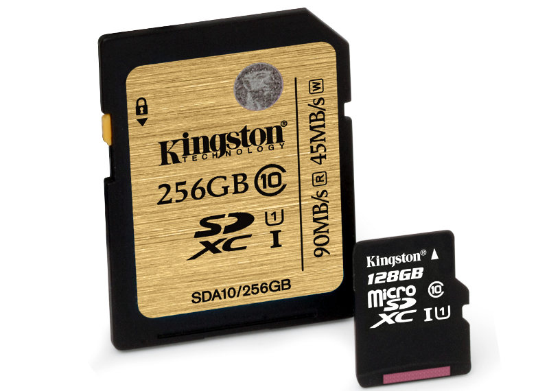 Kingston 128GB microSD and 256GB SDHC SDXC