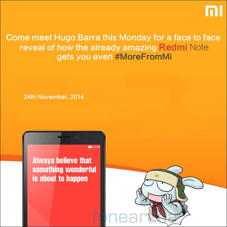 Xiaomi Redmi Note India launch Nov 24