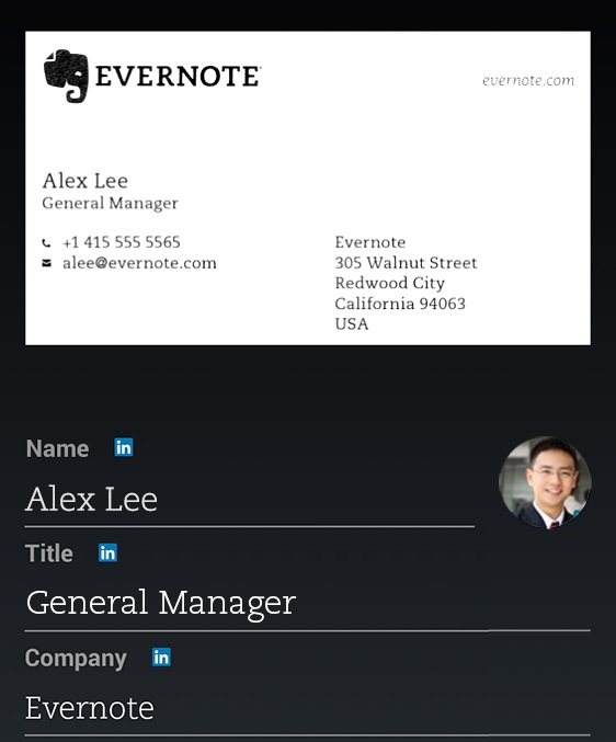 evernote business card
