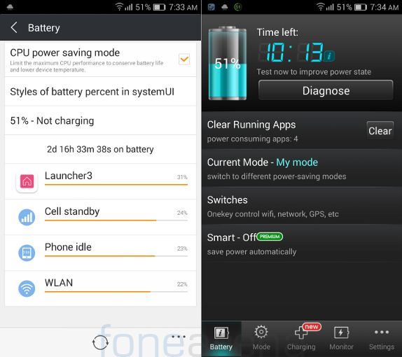 Gionee Elife S5.1 Battery and Du saver