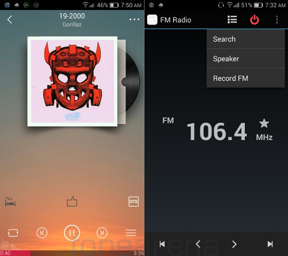 Gionee Elife S5.1 Music Player and FM Radio