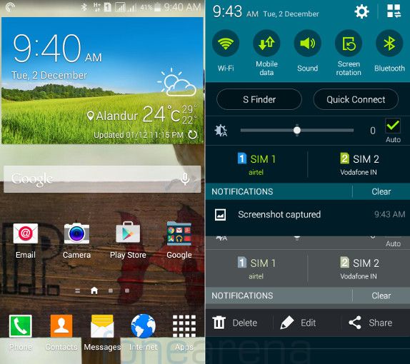Samsung Galaxy Mega 2 Homescreen and Notifications