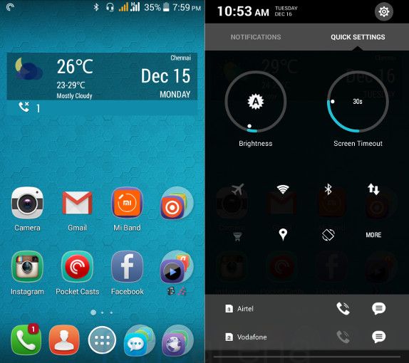 Xolo Omega 5.0 Homescreen and Notifications