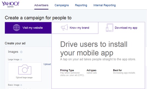 yahoo app intsall ads