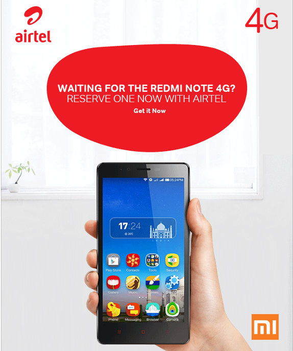 Book Redmi Note 4G on Airtel