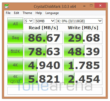 Kingston 128 GB Crystal Disk Benchmark