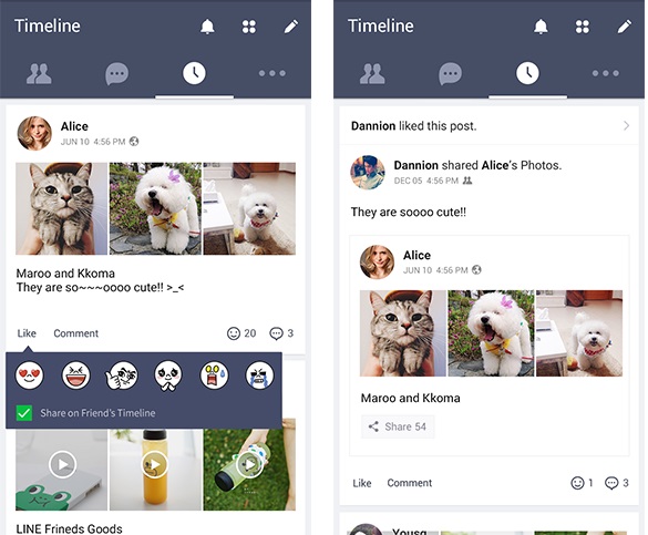 LINE android timeline