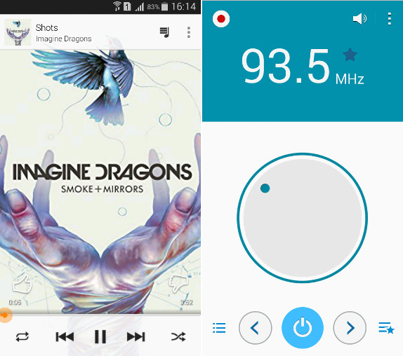 Samsung Galaxy A3 Music Player and FM Radio