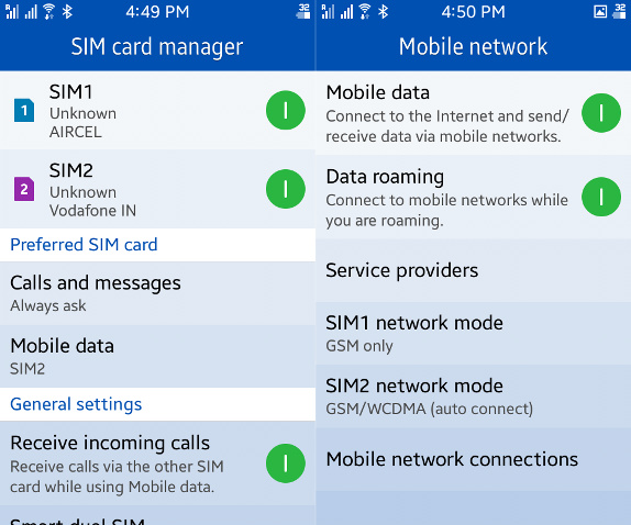 Samsung Z1 Dual SIM and Connectivity
