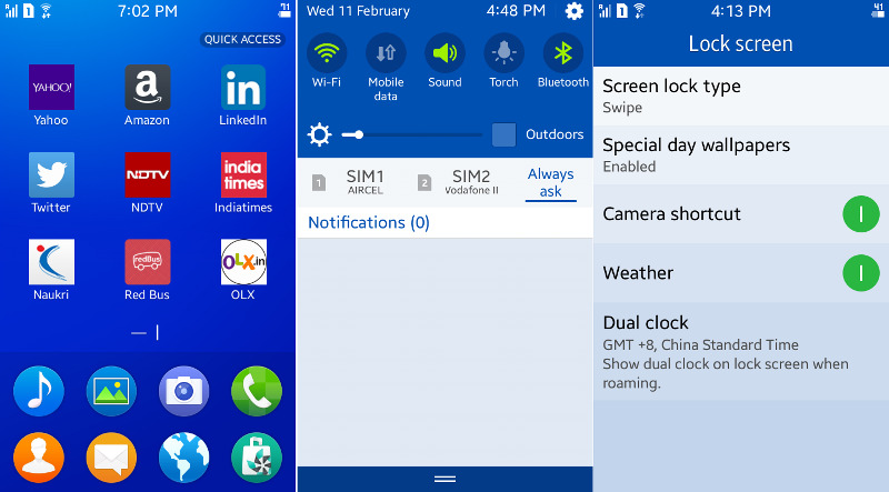 Samsung Z1 Home, Notification, Lock screen settings