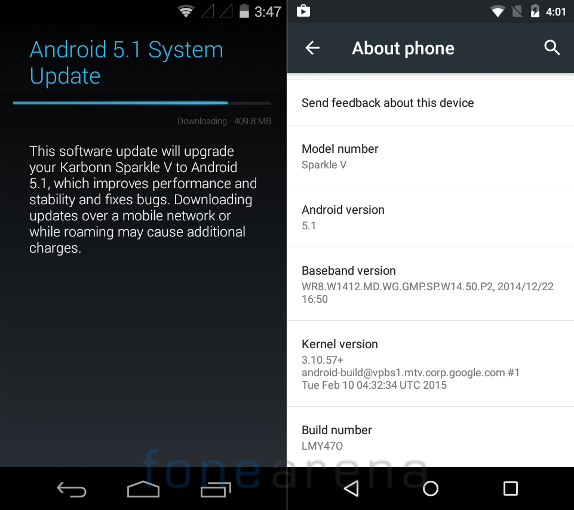 Karbonn Sparkle V Android 5.1