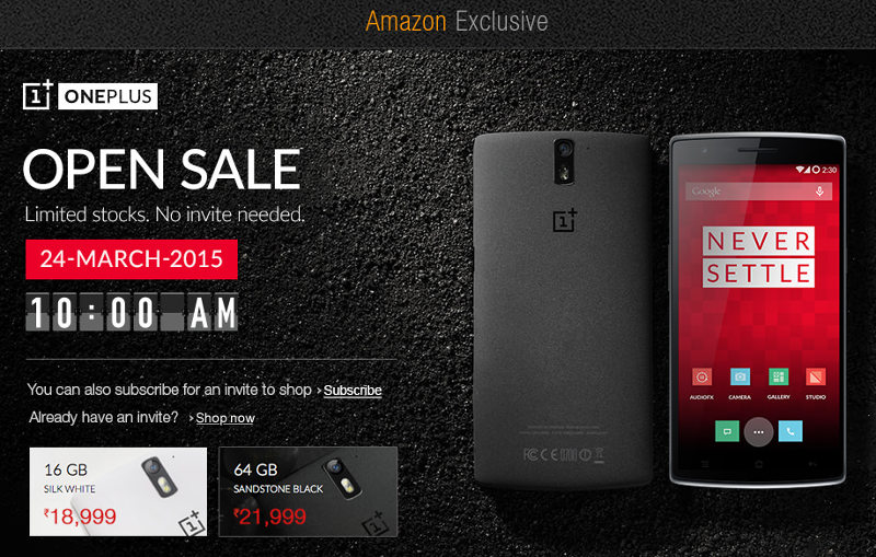 OnePlus One Open Sale India March 24