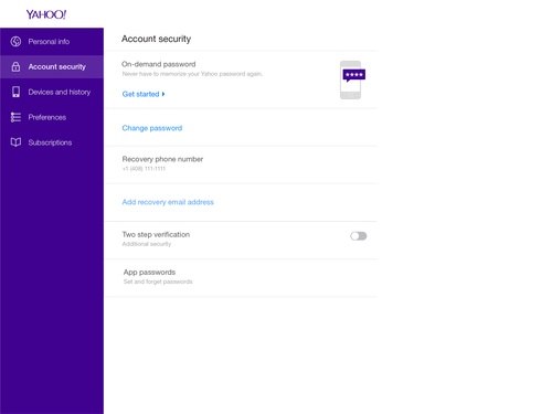 yahoo on deamnd password