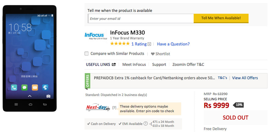 Infocus M330 Snapdeal