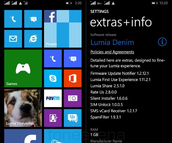 Microsoft Lumia 532 Homescreen and About