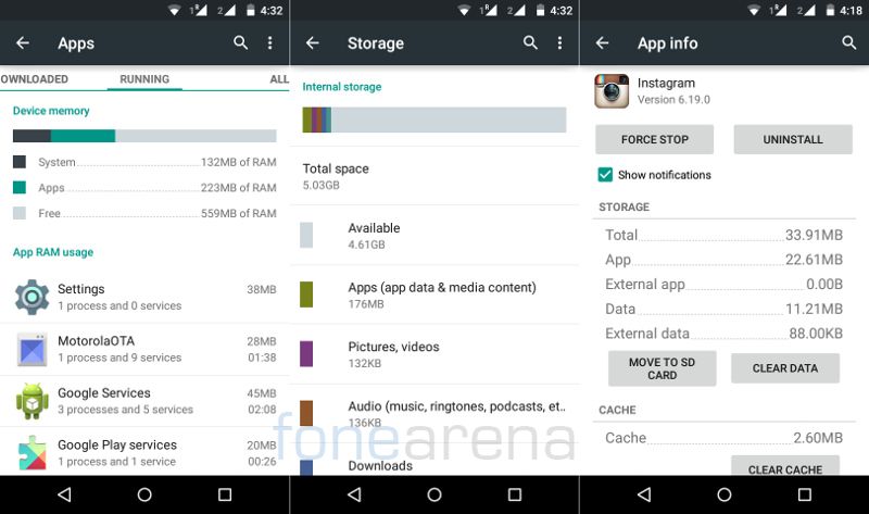 Motorola Moto E 2nd Gen RAM, Storage and App to SD