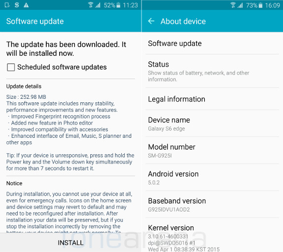 Samsung Galaxy S6 Edge update