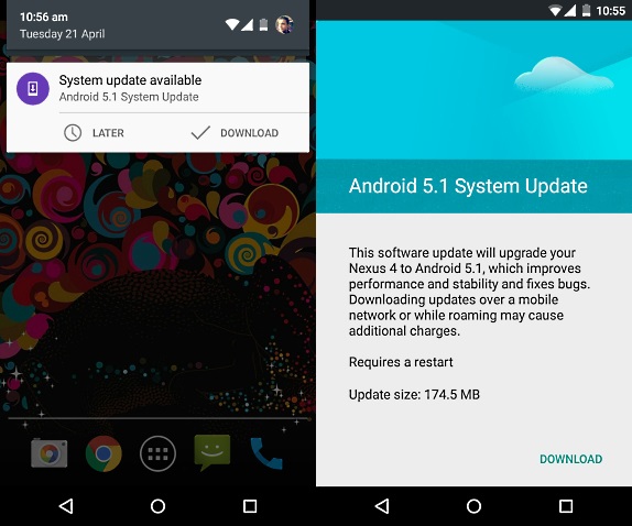 Google Nexus 4, Nexus 7 receiving Android 5.1 Lollipop OTA update in India