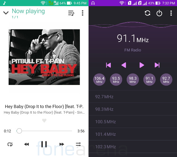 Asus Zenfone 2 Music Player and FM Radio