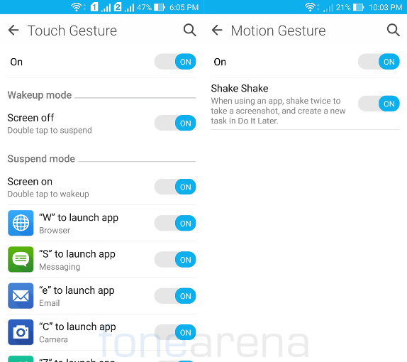 Asus Zenfone 2 Touch and Motion Gesture