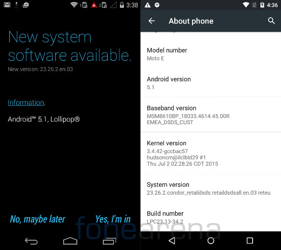 Motorola Moto E 1st Gen Android 5.1