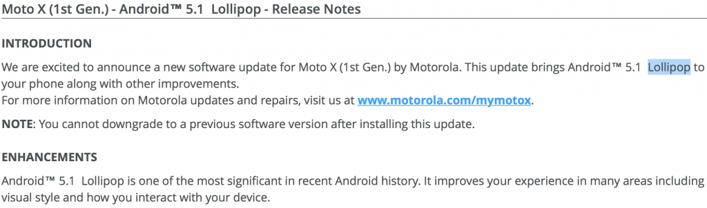 Moto X 2014 Android Lollipop Update