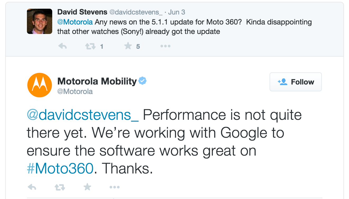 Motorola 360’s Android Wear 5.1.1 update being delayed due to performance issues