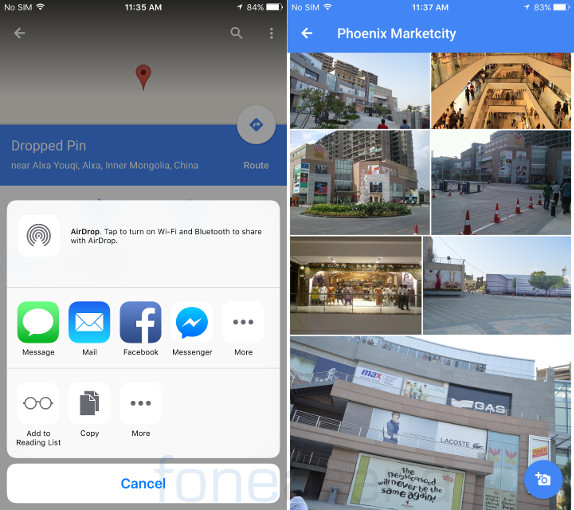 Google Maps 4.8.0 for iOS location sharing and  Image Gallery