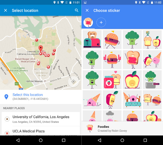 Google Messenger 1.4 Location Sharing and Stickers