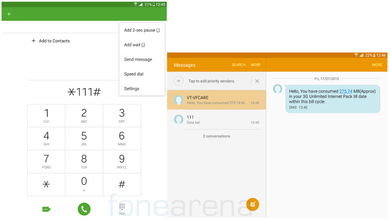 Samsung Galaxy Tab A Dialer and SMS