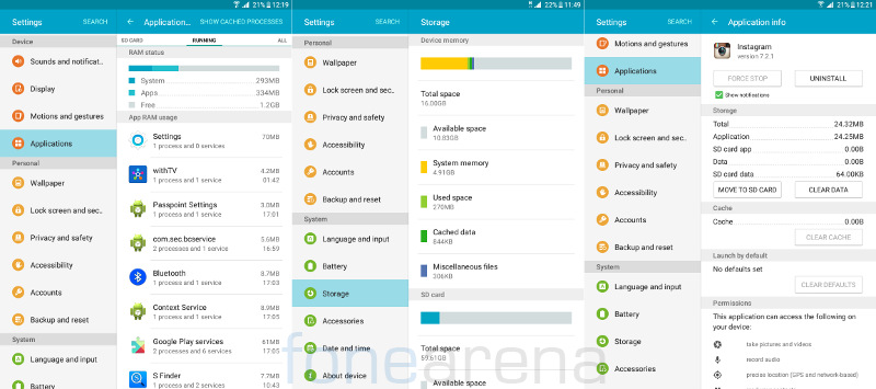 Samsung Galaxy Tab A RAM, Internal storage and App to SD