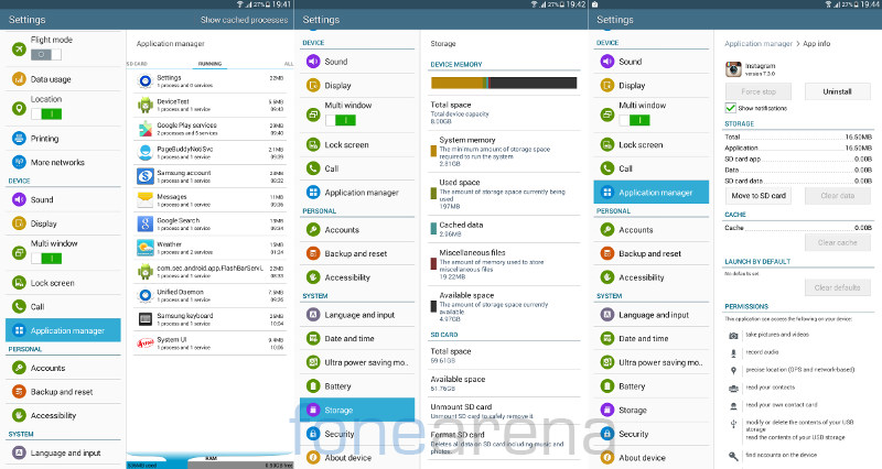 Samsung Galaxy Tab E RAM, Memory, App to SD