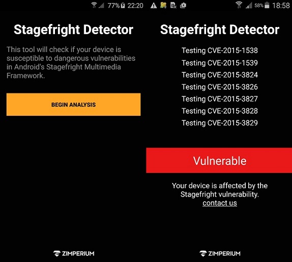 Stagefright detector