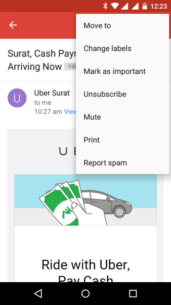 Gmail for Android Unsubscribe