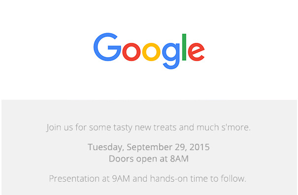 Google September 29th 2015 event invite