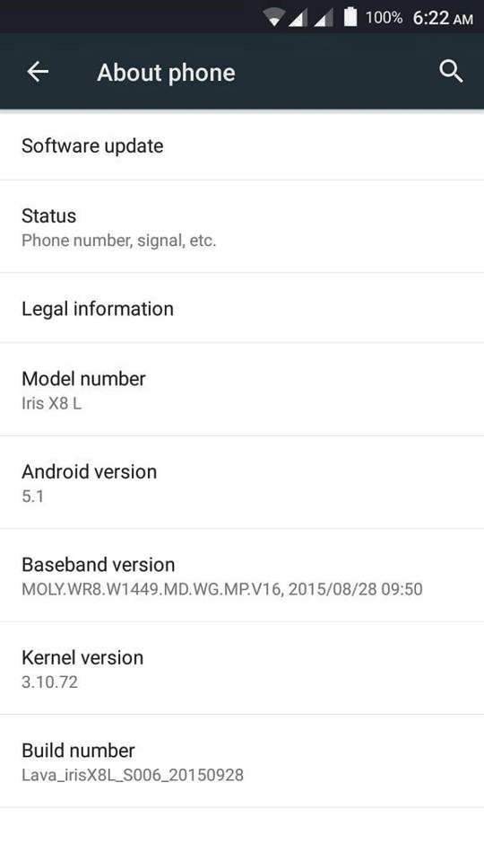 Lava Iris X8 Android 5.1 Lollipop