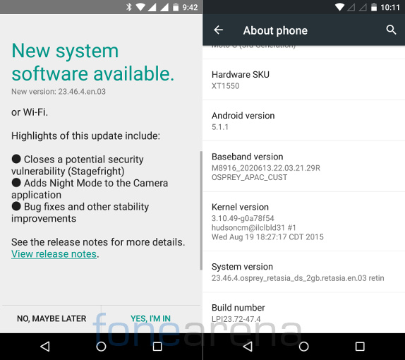 Motorola Moto G 3rd Gen Stagefright patch update